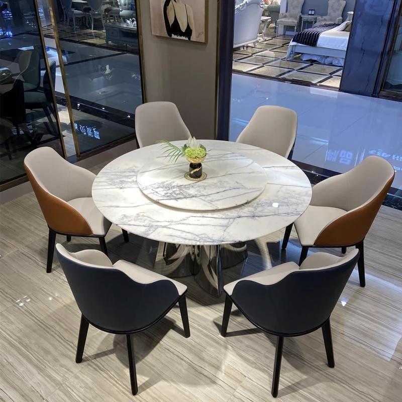 Star Factory wholesals Xiangxuemei natural marble dining tables, round Italian simple and light luxury luxury stone dining tables, household tables Application Scenario