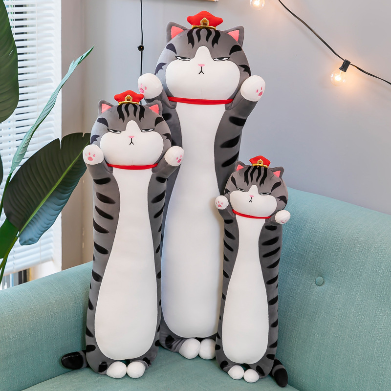 Wuhuang Cat plush pillow, creative plush toy, cute long and long foreign trade cat doll, as a birthday gift for children Specification drawing