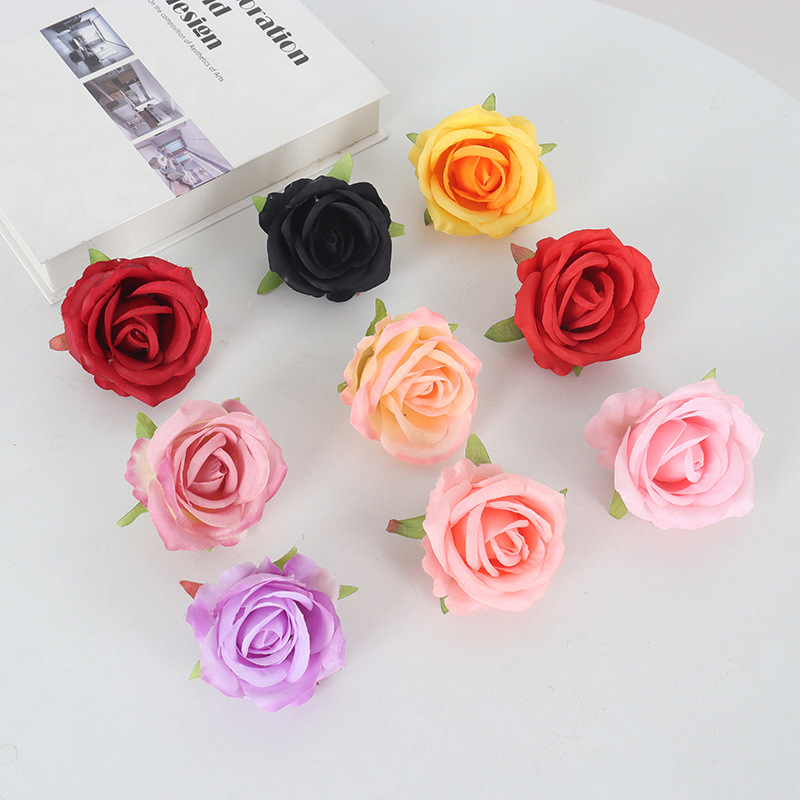 Little Paris faux rose head wedding car DIY cake decoration rose wall decoration flower artificial flower wholesale Specification image