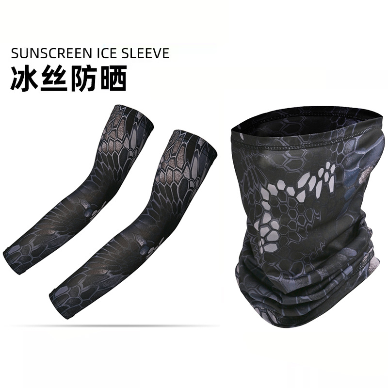 防晒冰丝/冰袖/防嗮袖套/防晒袖/冰袖男款宽松户外白底实物图