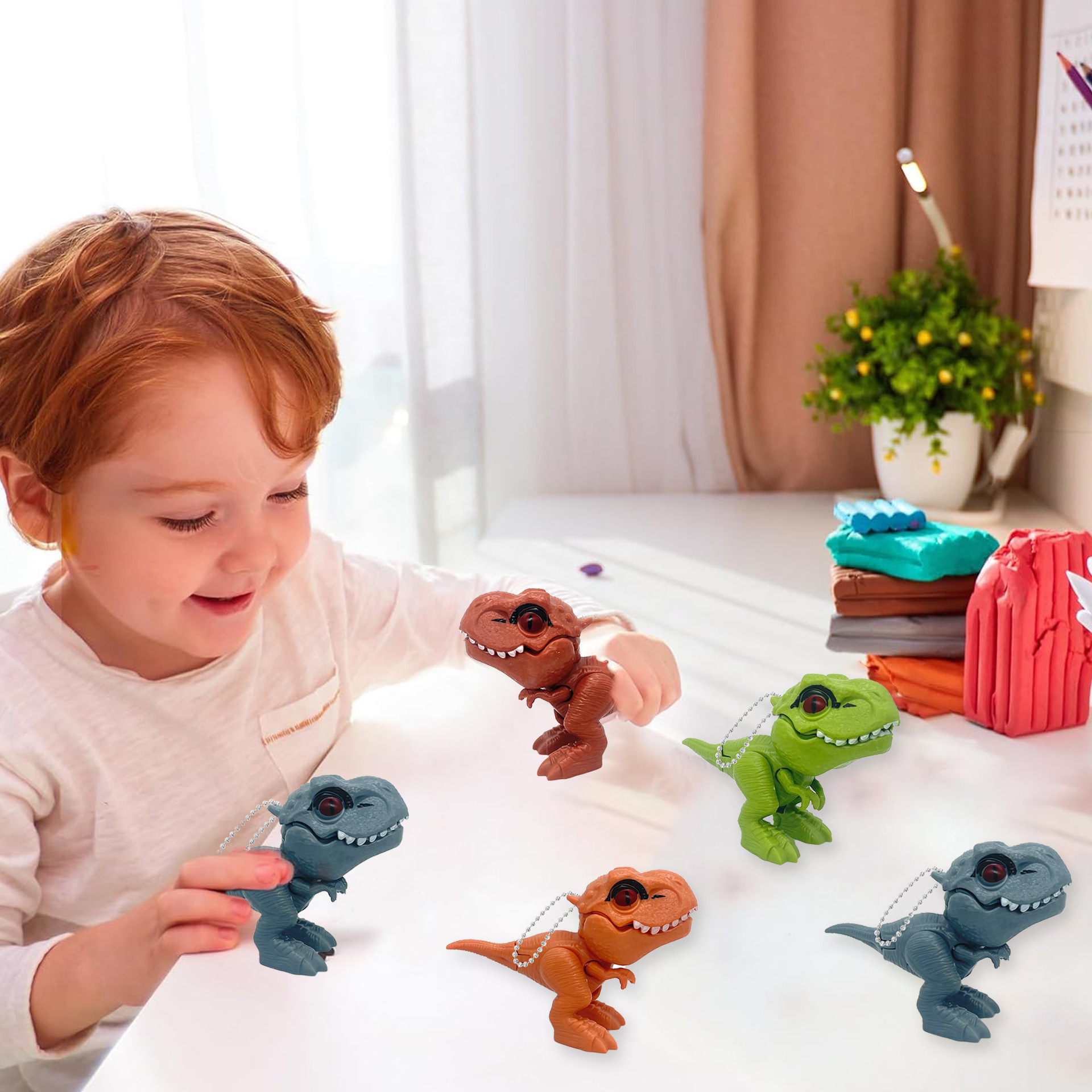 创意咬手小恐龙玩具咬手指恐龙玩具模型恐龙钥匙扣跨境新品批发细节图