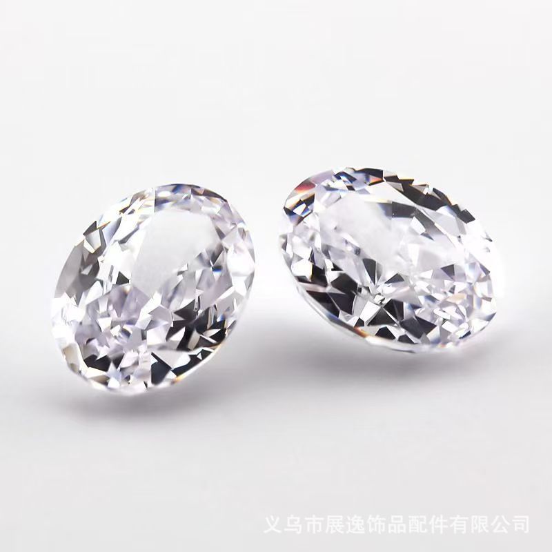 厂家直售椭圆锆石 人工合成彩色蛋形锆石 闪亮度白色彩色水晶锆石