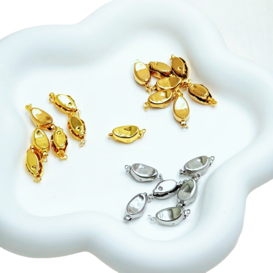 Stainless steel ingot clasp, pearl necklace, bracelet connecting clasp, titanium steel polished DIY jewelry accessories and ornaments Item Picture