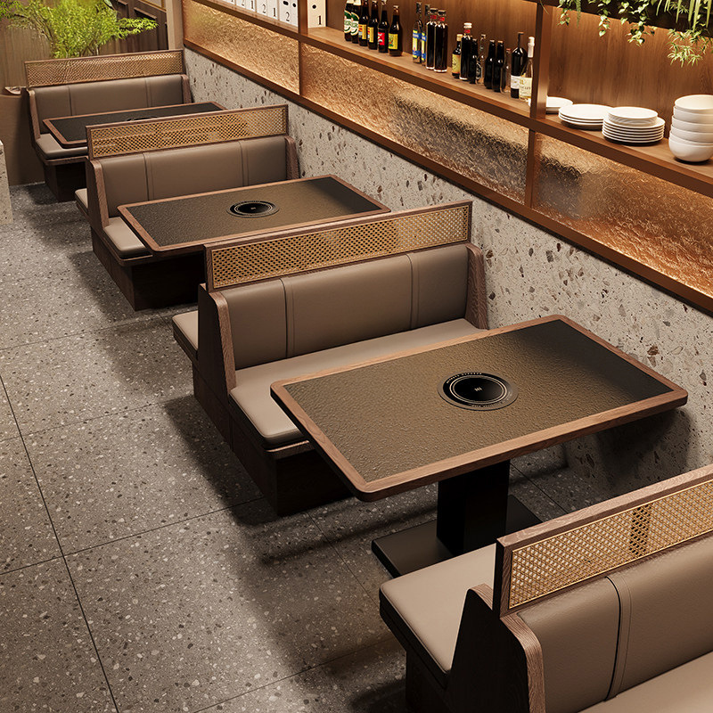 Star Factory wholesals mountain and wild-style hot pot restaurants, restaurant tables, chairs, booths, sofas, hotels, Hunan cuisine restaurants, barbecue and grilled meat restaurants, booths and tables for commercial use details Picture