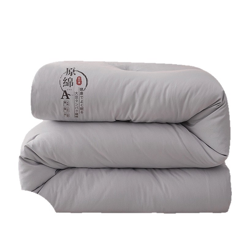 a类母婴级大豆加厚春秋棉被学生双人宿舍礼品批发冬被被子被套白底实物图