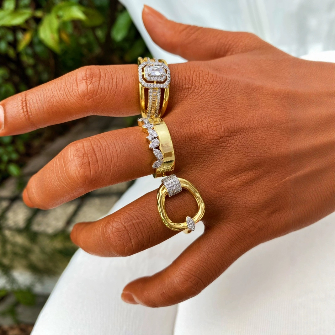 This is an Instagram niche and cold style irregular zircon ring that exudes a sense of sophistication for women and is simple and versatile. It's an open index finger ring full figure