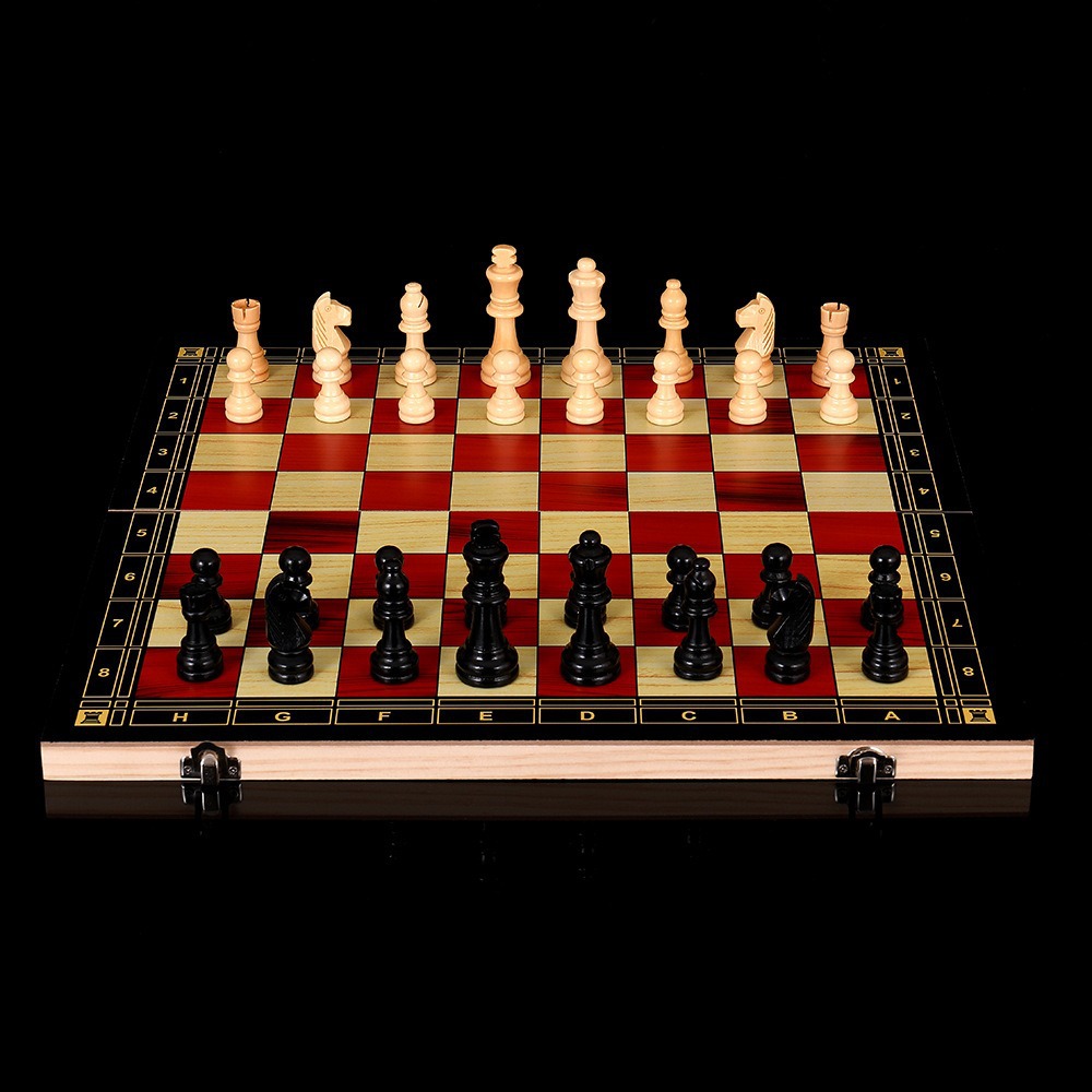 Wooden chess three-in-one multi-functional checkers backgammon board game toys and entertainment cards in various sizes