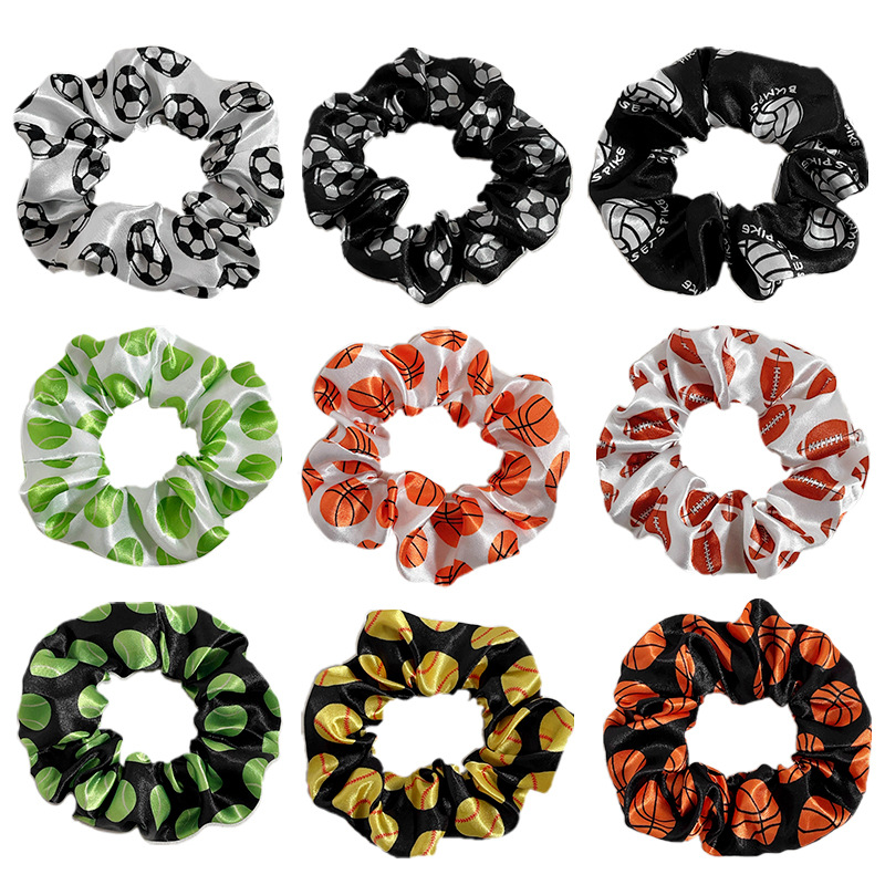 Amazon cross-border printed softball, rugby, large intestine hair rings, football, basketball, volleyball, cheerleading team sports headbands details Picture