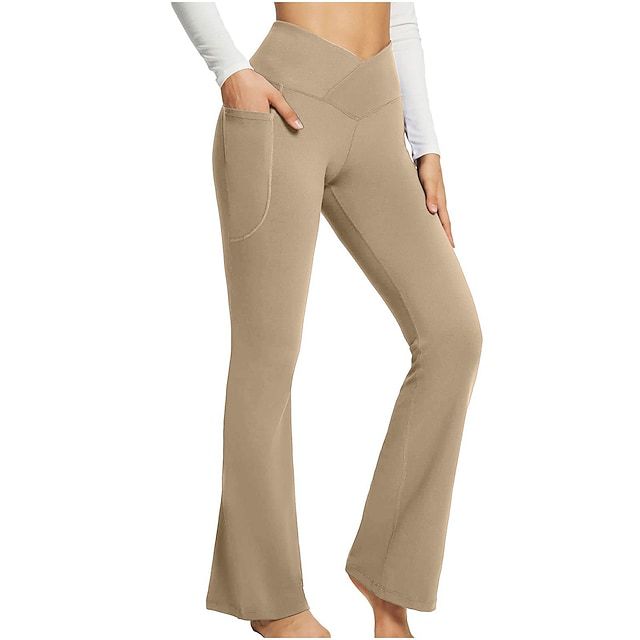 2024 European and American professional slimming and breathable solid color seamless casual micro-flared high-waisted hip-lifting fitness pants Item Picture