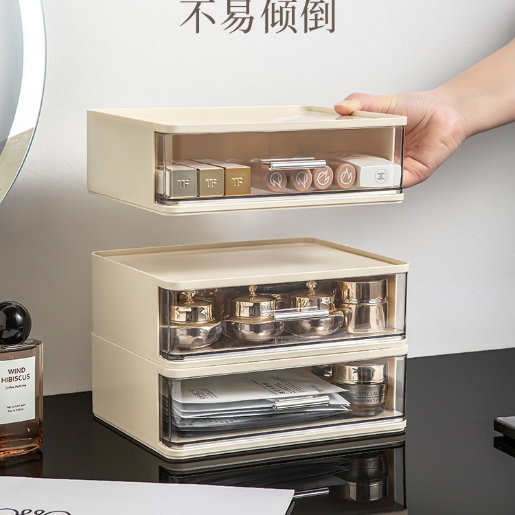 Double-layer desktop storage box, drawer cabinet, plastic multi-layer file box, stationery on the office desk, student sundries storage details Picture