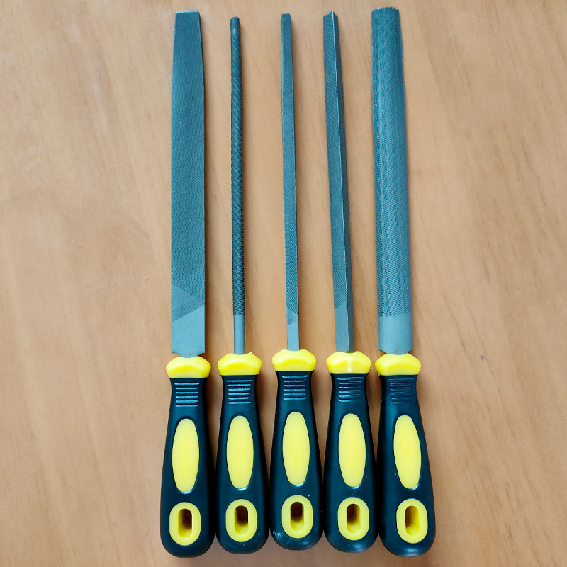 Steel files with handles, multi-specification fitters, five types of files, flat files, triangular semi-circular files, square files, files, grinding tools details Picture