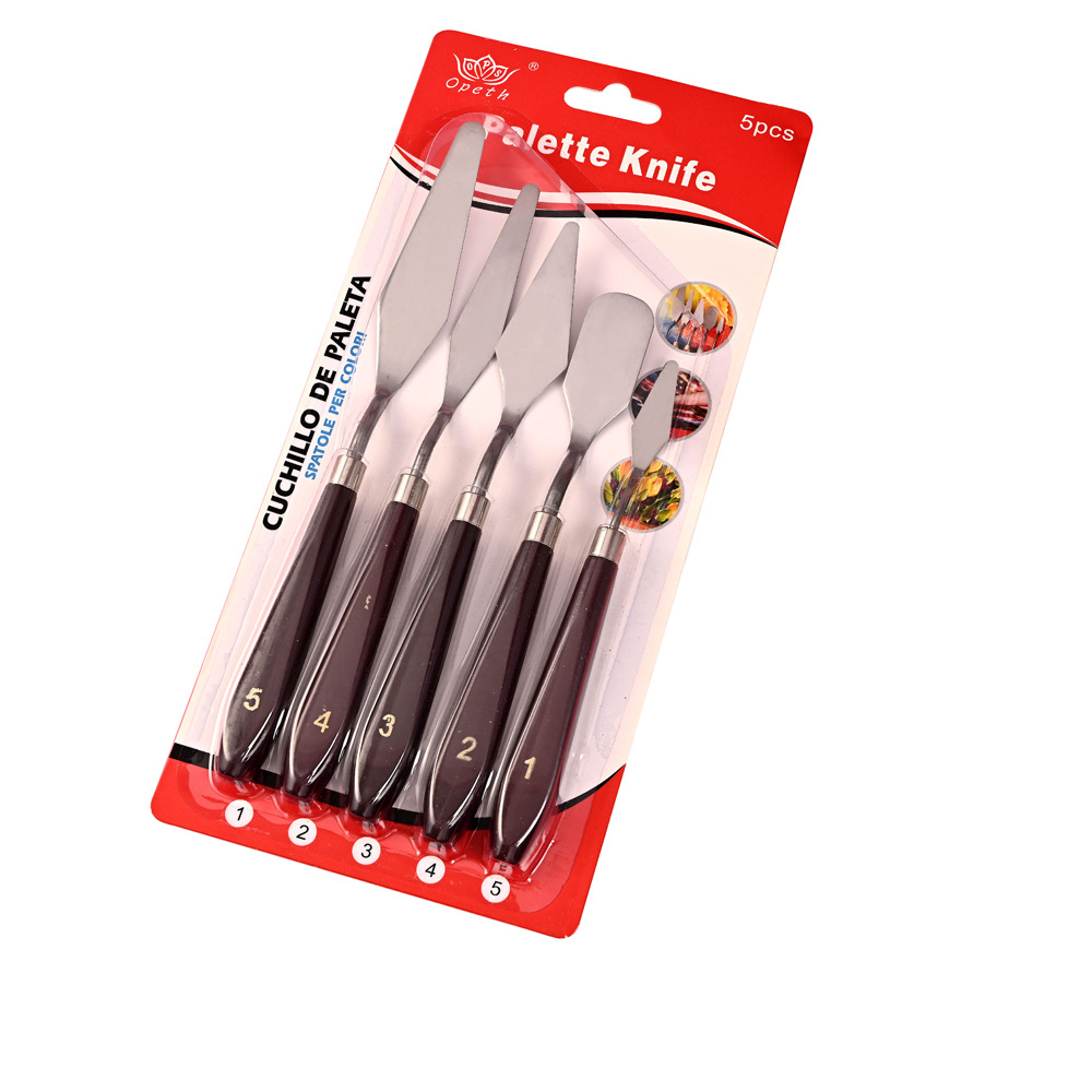 Cross-border Amazon 5-piece oil Painting scraper set, Color mixing scraper Art acrylic painting 5-piece oil painting scraper set Item Picture