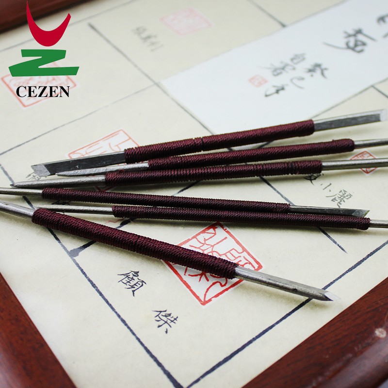 Chengzhen engraving knife, seal engraving knife, hard alloy stone engraving knife, seal engraving knife, wood carving knife, large, medium, small, flat and slanted, for students to practice Specification image