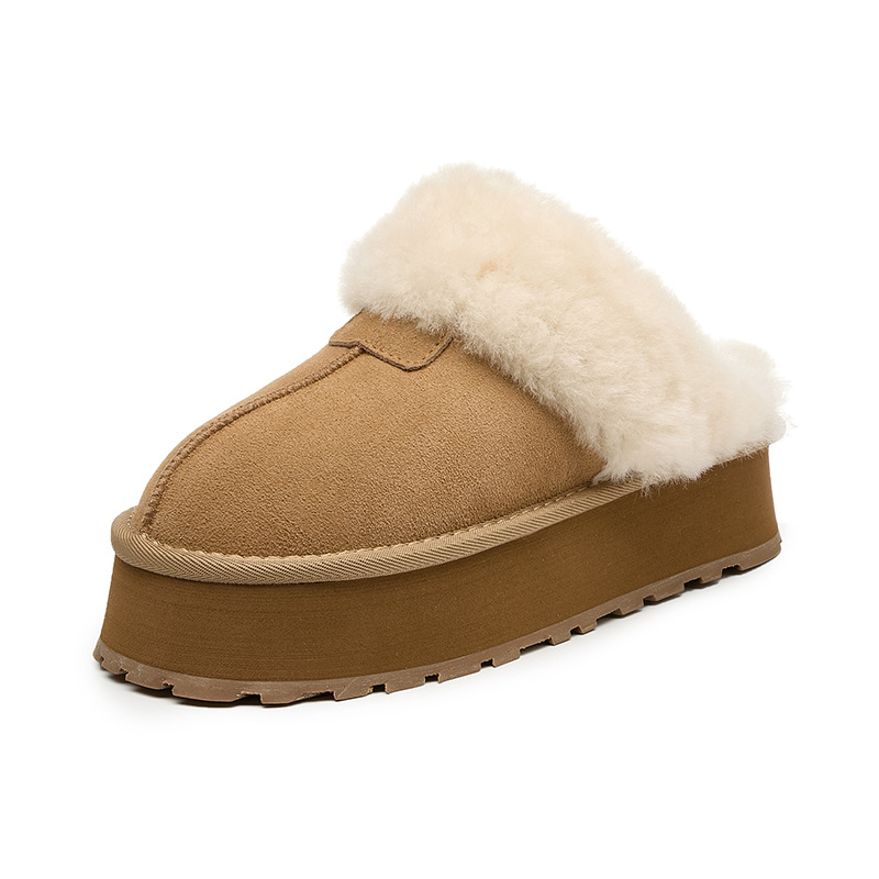Fur one-piece thick-soled star slippers 2025 winter warm cotton shoes, wool shoes, snow boots, half slippers for women to wear outside Item Picture