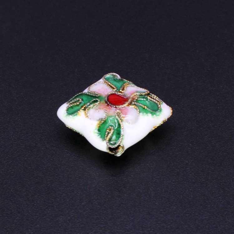 Traditional high-temperature cloisonne enamel filigree silver blue DIY jewelry accessory beads Cloisonne 16mm square block