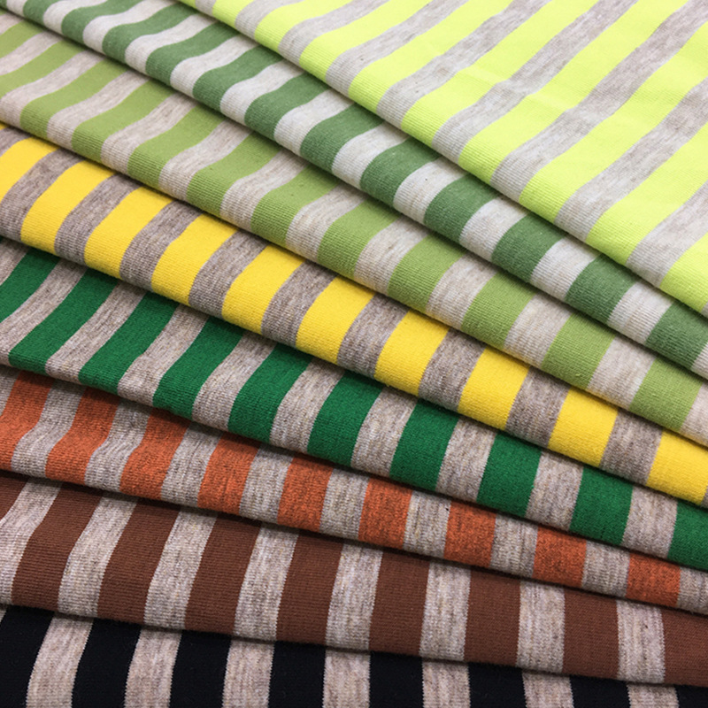 32-count colored cotton pull frame 180g elastic dyed horizontal striped sweatshirt fabric knitted striped T-shirt fabric Specification image