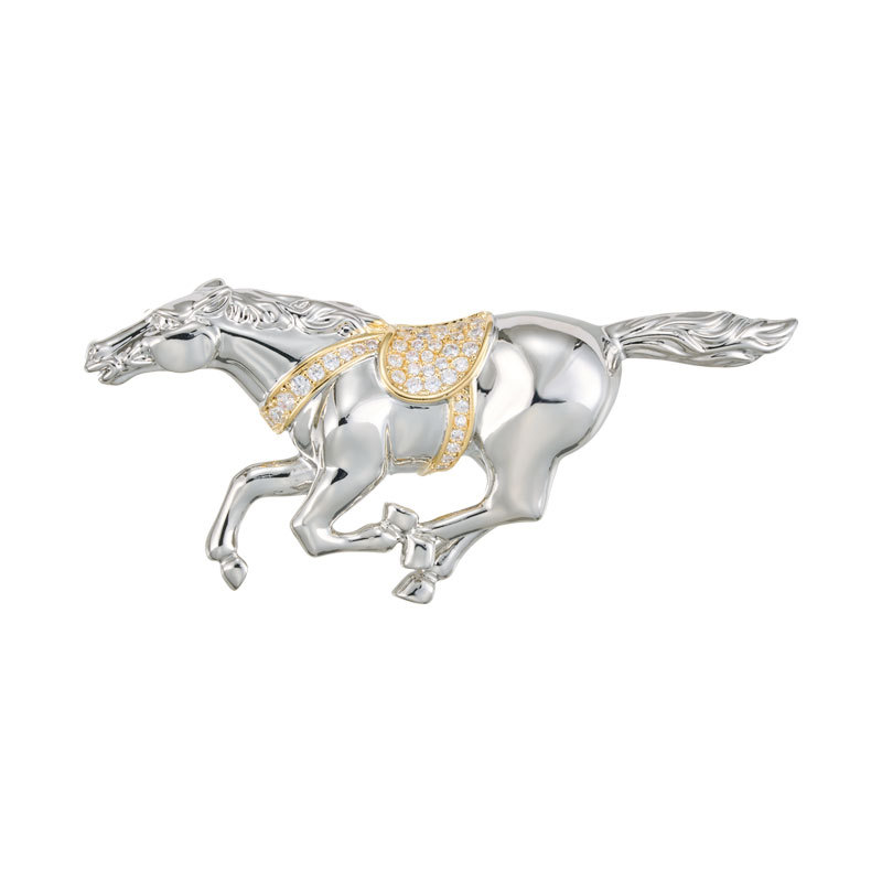 A light luxury and high-end two-color gold zodiac horse brooch, a business-style outfit that leads to success. Exquisite brooch, suitable for both men and women Item Picture