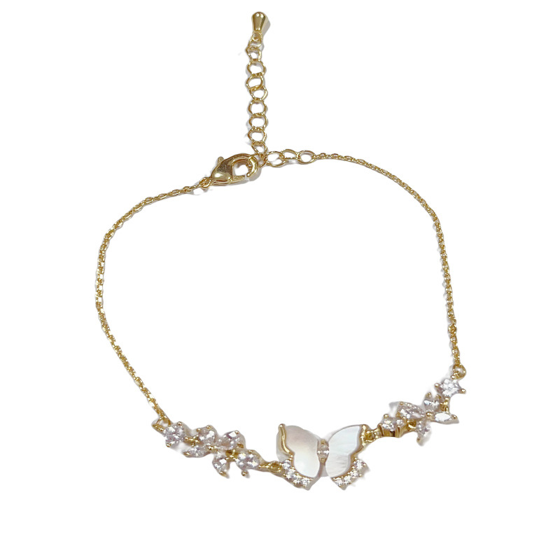 Francés ligero lujo moda premium sentido micro zirconia concha mariposa pulsera mujer personalidad temperamento una centena de accesorios al por mayor Item Picture