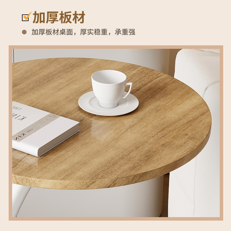 Italian light luxury sofa side table, simple household round creative small coffee table, movable living room, bedroom, bedside corner table details Picture