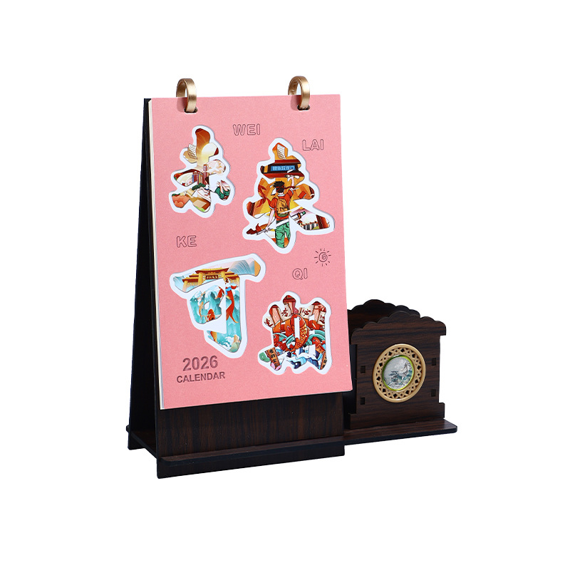 Zhouzhou Calendar 2026 Horse Year Wooden Stand Desk Calendar Office Note-taking calendar Advertising Custom calendar Factory Direct Sales Item Picture