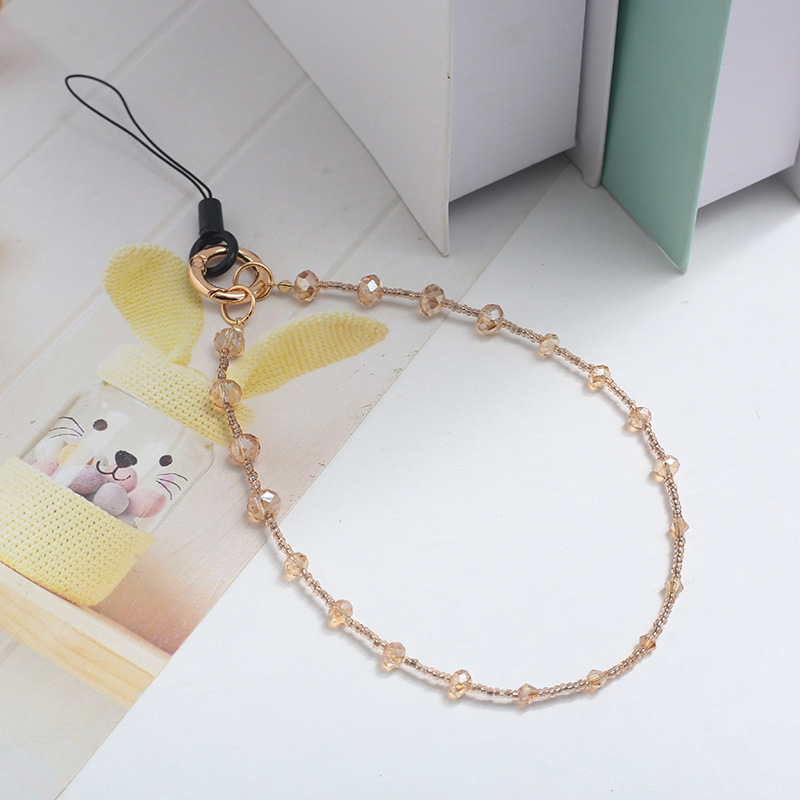 Wholesale of new fashionable beaded crystal rice beads for mobile phone chains, phone cases, alloy buckles, lanyards, pendants and anti-loss wrist straps details Picture
