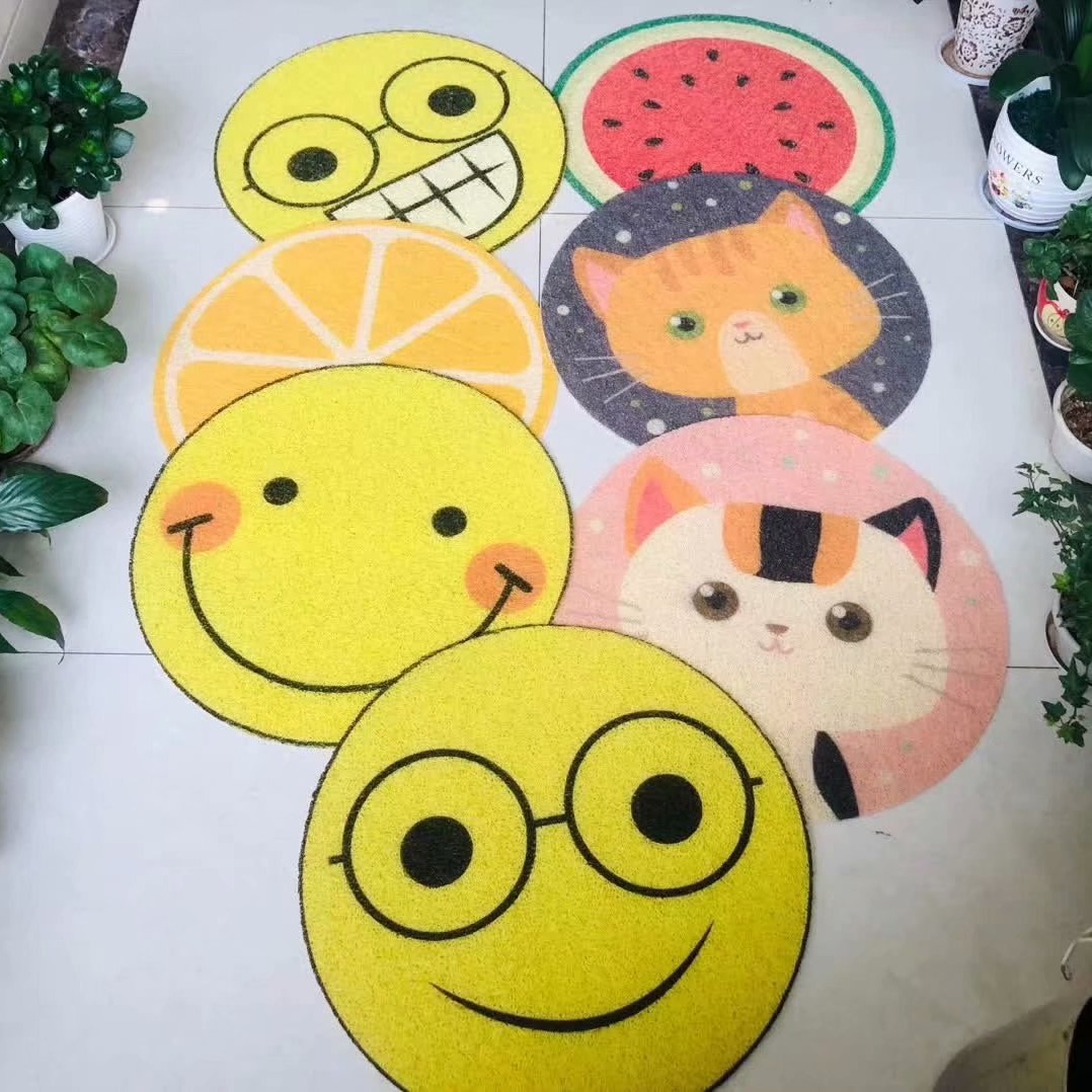 拉丝印喷花图案脚垫宠物笑脸熊猫卡通表情造型幼儿园游戏地垫