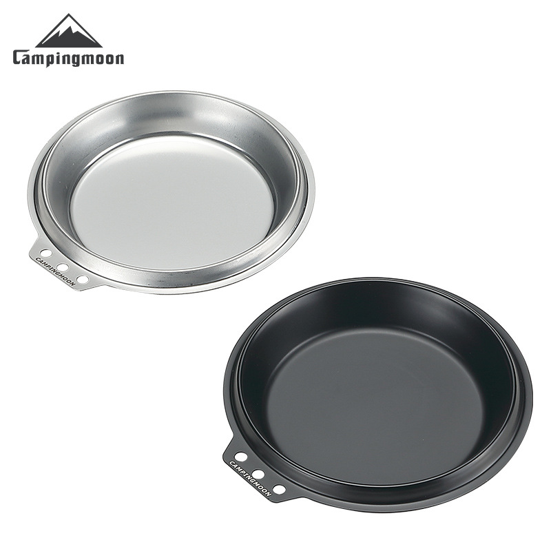Koman S-SD stainless steel deep type snow bowl lid camping dinner plate, dipping plate, thickened stainless steel small frying plate Item Picture
