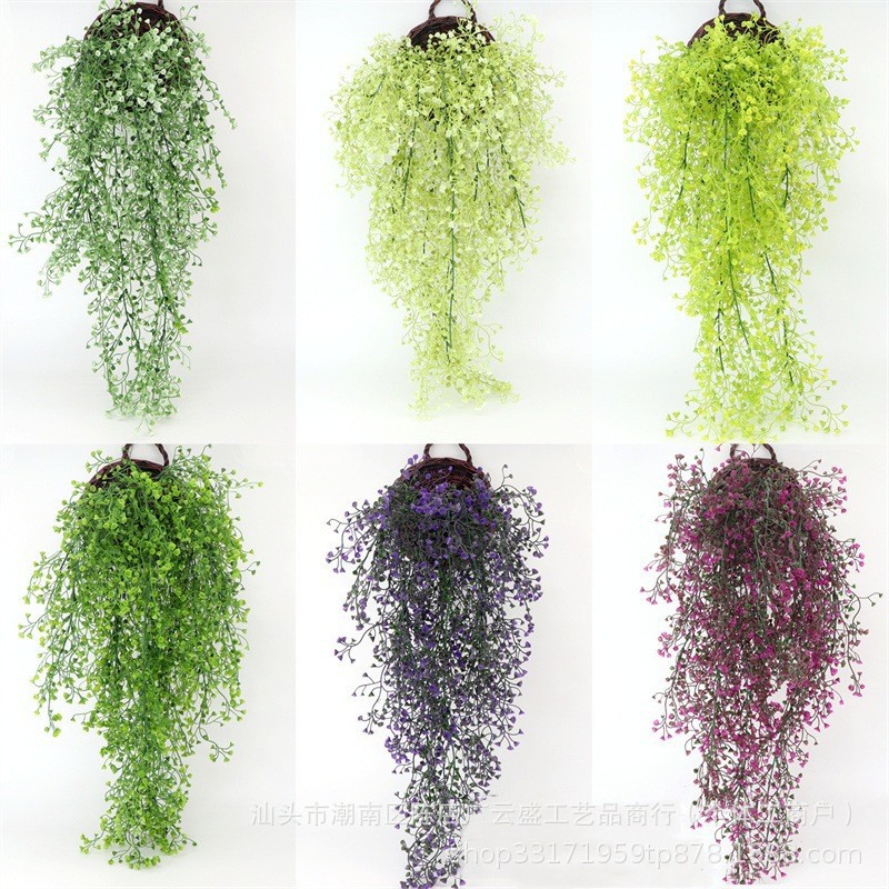 跨境批发仿真绿植金钟柳壁挂花藤垂吊家居装饰墙室内假花吊篮植物