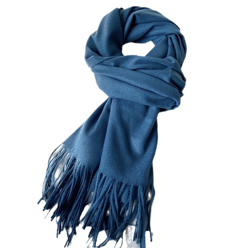 One-piece delivery of new autumn and winter solid-color scarves, Japanese and Korean imitation cashmere scarves, women's high-end warm shawls, Chinese red year-end party scarves, wholesale from street stalls Item Picture