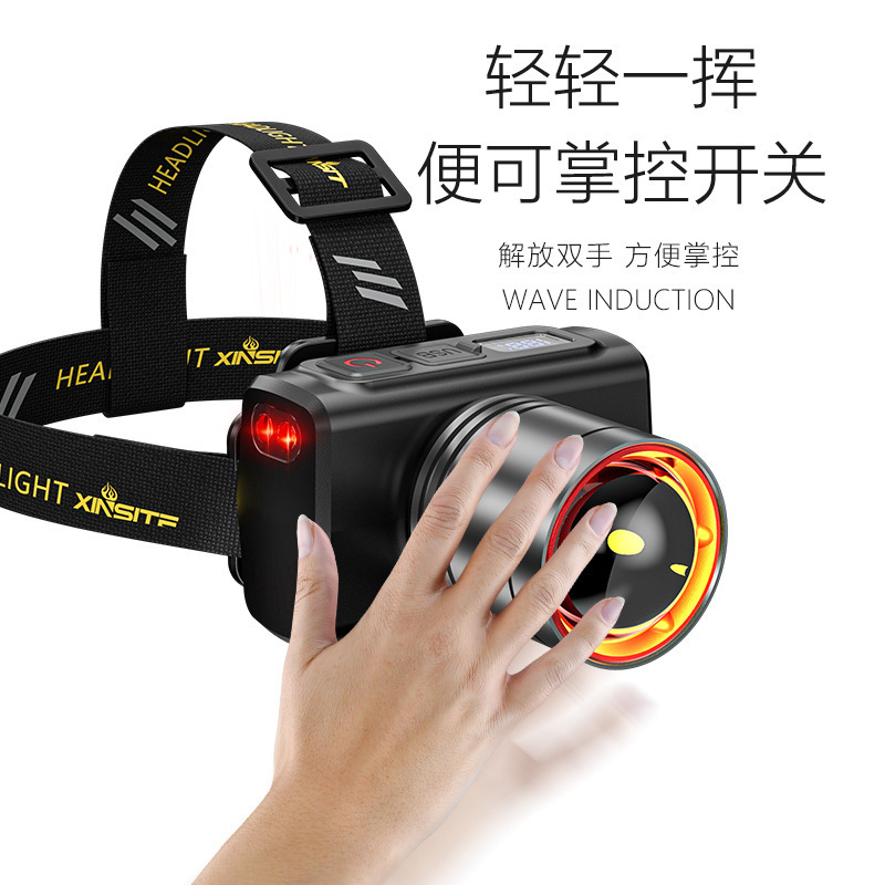 led headlamp, outdoor strong light, long battery life, lithium battery, outdoor charging, fishing special head-mounted miner's lamp flashlight details Picture