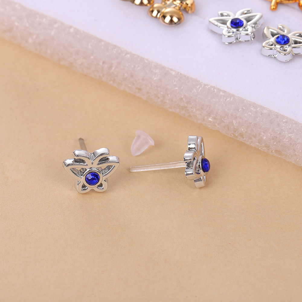 Cross-border plastic ear studs with a niche and high-end feel, colorful butterfly ear studs, autumn and winter style, versatile multi-ear hole combination earrings Application Scenario