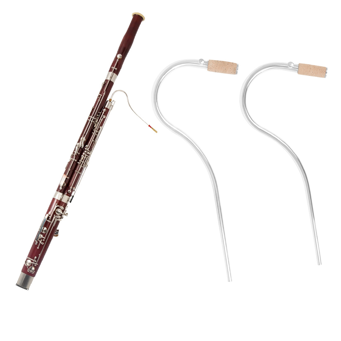 Instrumentos fagote fagote fagote S fagote plateado cuello curvo tubo de soplado largo y largo 2 accesorios para fagote Item Picture