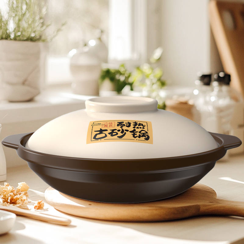 家用耐热砂锅浅锅煲仔饭商用可批发大容量燃气灶专用砂锅干烧不裂
