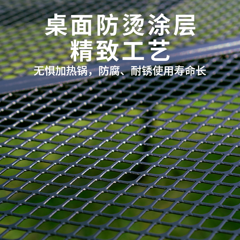 Outdoor camping simple and portable grid table, aluminum alloy double-ear iron mesh foldable net table (in stock) Specification image