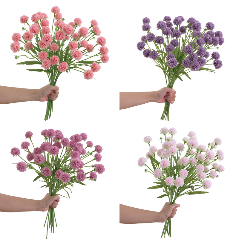 小清新仿真花4头小球菊葱球家居摆放装饰花假花蒲公英绢花人造花