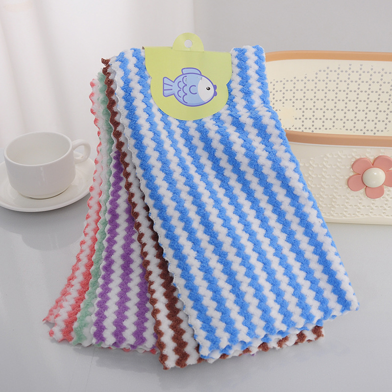 珊瑚绒毛巾方巾30.30打卡方巾一卡五条方巾厨房抹布多功能清洁布