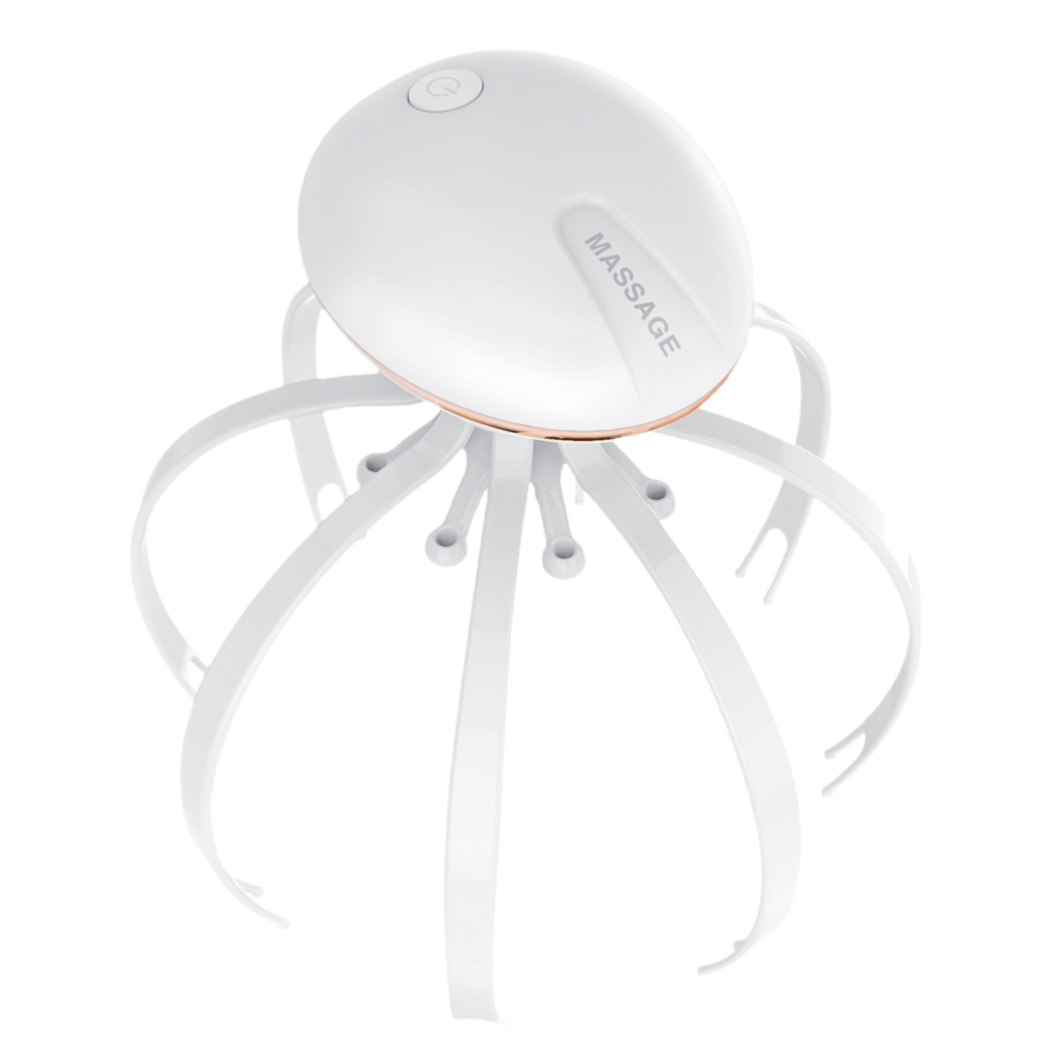 跨境头部按摩器头疗解压穴位电动经络刷防水揉捏手持式头 皮按摩白底实物图