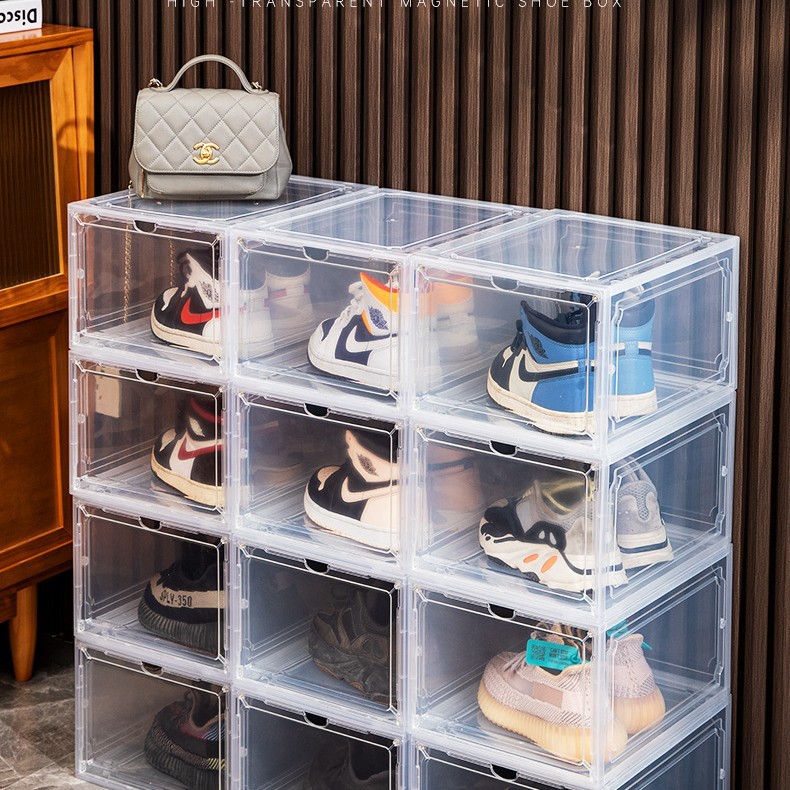 Acrylic transparent shoe box storage box, plastic basketball shoe cabinet, basketball shoe storage box, display cabinet, shoe storage wonder Item Picture