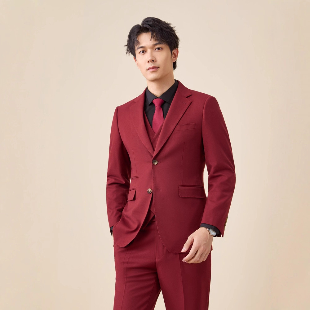 Tian Si Acetic Acid high-end navy blue suit set for men Specification image