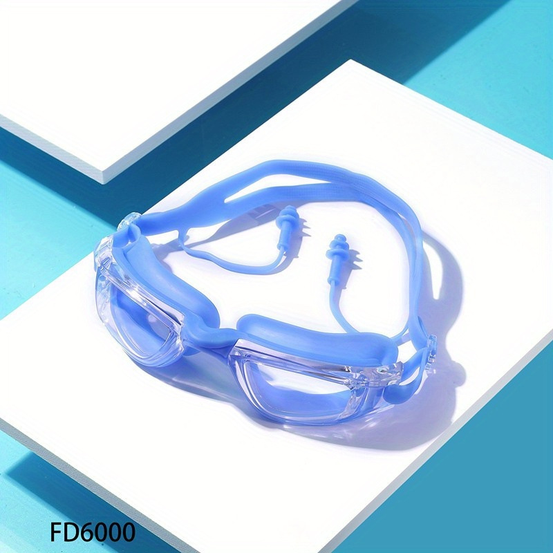 专业防水防雾泳镜男女通用高清游泳成人护目镜平光近视带耳塞眼镜细节图