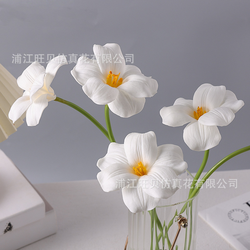 仿真花郁金香把束PU手感无叶大花家居软装工程北欧婚庆布景假花