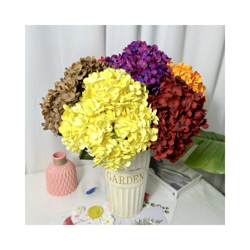 5-head artificial hydrangeas for shopping malls, hotels, home decoration, soft furnishings, wedding decorations, photography, and wholesale Item Picture