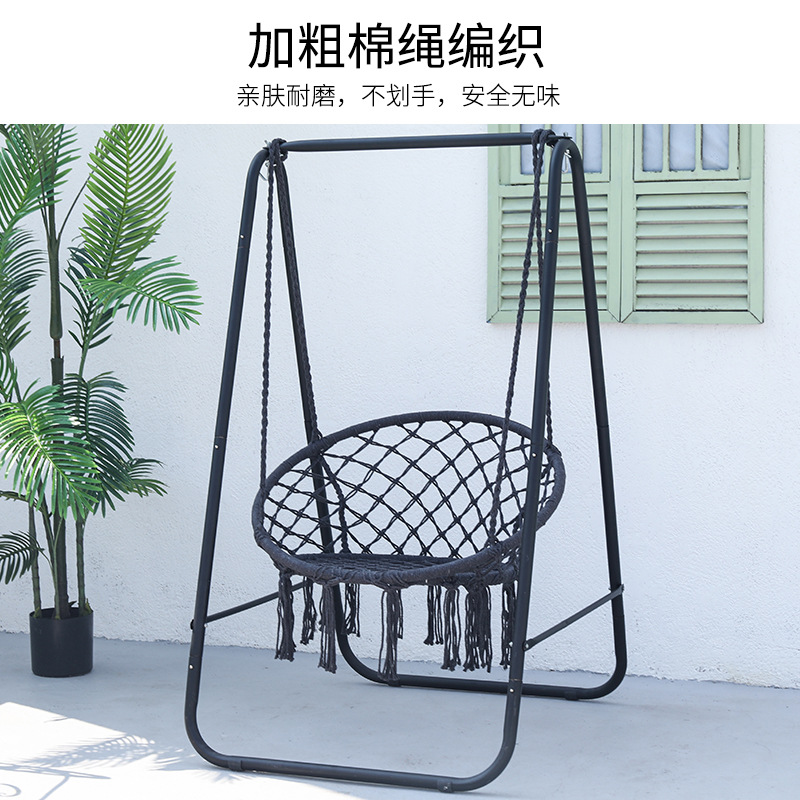 ins influencer tassel swing chair, home indoor cotton rope hanging basket, rattan chair, balcony European-style lazy cradle chair Application Scenario