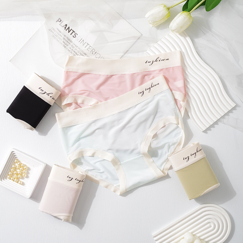 Factory ice silk underwear, women's seamless mask pants, mid-waist cotton 10A antibacterial crotch breathable student girls' triangle pants Application Scenario