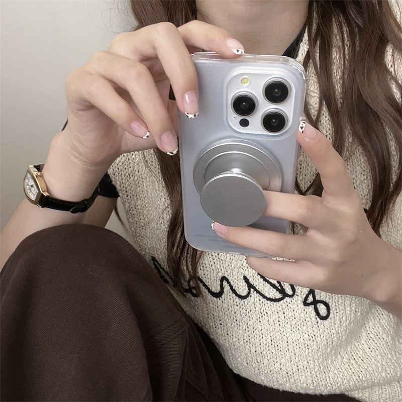 The cool style silver magnetic stand phone case for Apple 17promax is suitable for iPhone16pro with a high-end feel of 15p Specification image