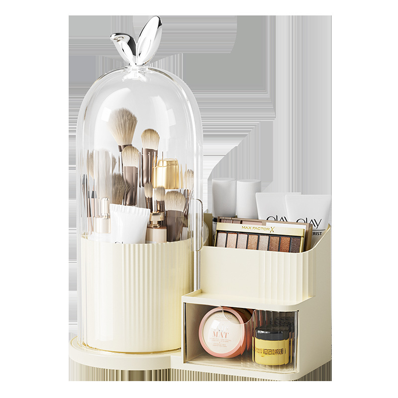 Desktop rotating makeup brush storage holder, shelf, countertop dressing table, lipstick and eyeshadow pen holder, cosmetics storage box Item Picture