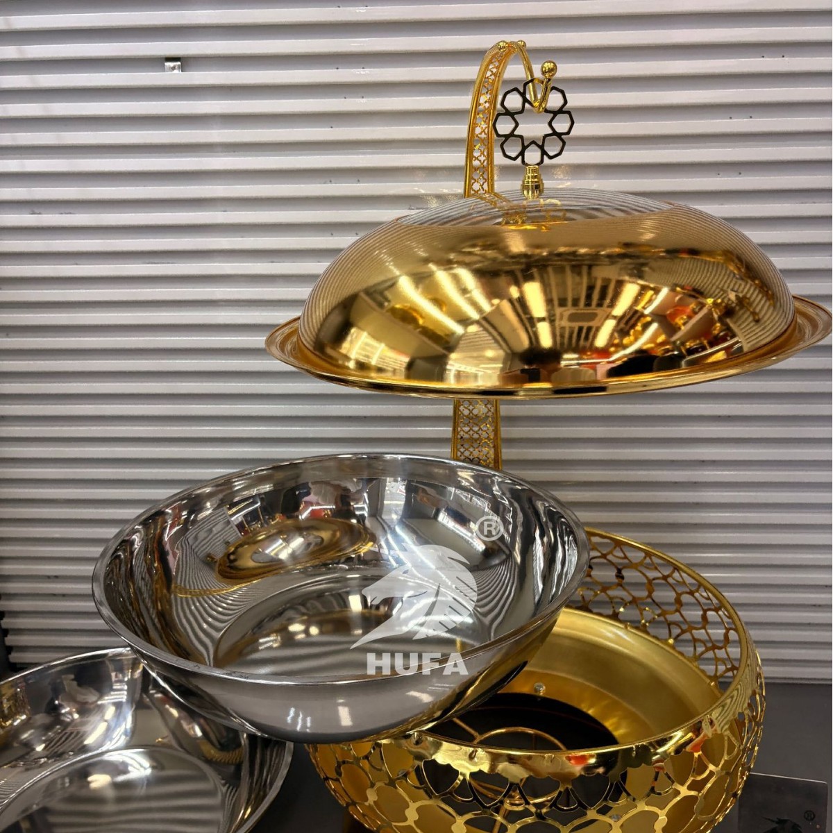 Stainless steel buffet heating stove, alcohol stove, insulated dining stove, hotel restaurant luxury lace stove, Buffet stove, 8L Specification image