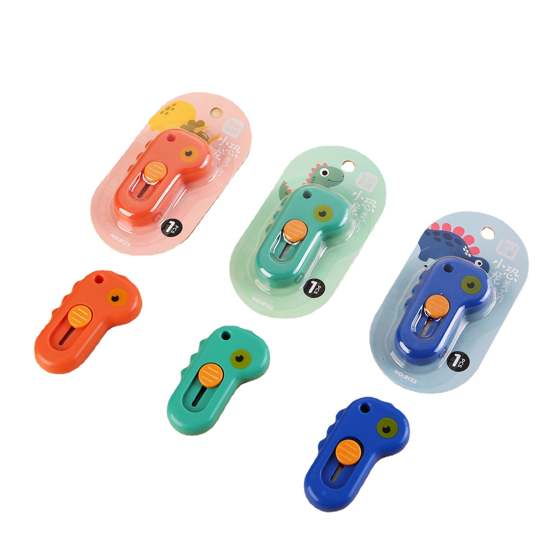Pioneer 8133 Little Dinosaur Mini Utility Knife Premium Card Pack, Express delivery, open package, Carry around, office paper cutting Item Picture