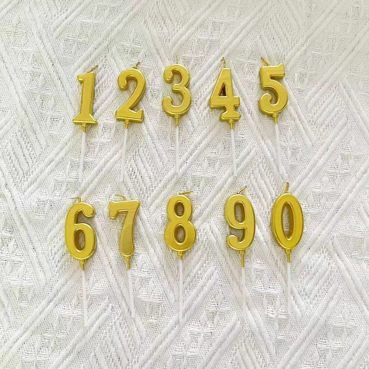 PVC box-packed candles with gilded numbers 0-9, birthday candles, cake decoration plugins, birthday party baking supplies Specification image