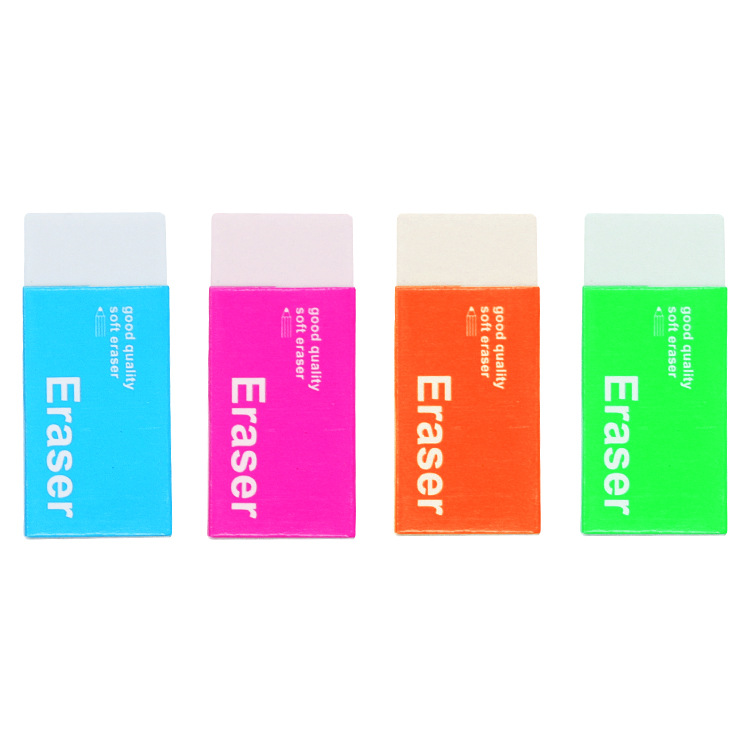 High-quality TPR material erasers, small 4-color mixed office and school erasers, student stationery details Picture